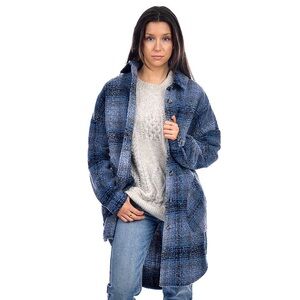 RD STYLE Shacket Blue Plaid Women's Coat Size XS/S